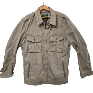 Timberland Field Jacket Mens Medium M Tan Cotton Utility Work Military Style